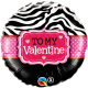To My Valentine Zebra Stripes Mylar