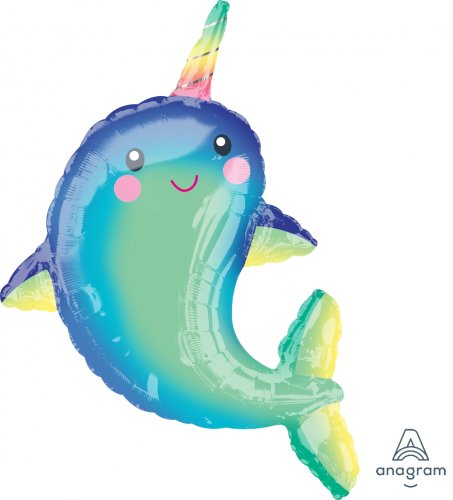 Narwhal Whale Super Shape Mylar Balloon