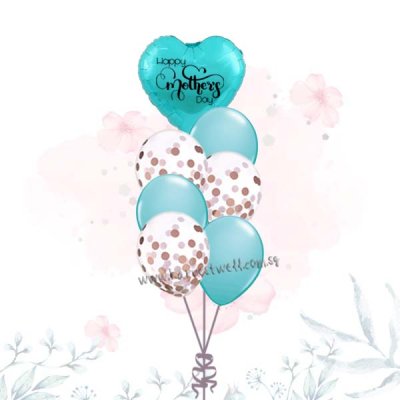 Happy Mothers Day Customised Tiffany Balloon Bouquet Singapore