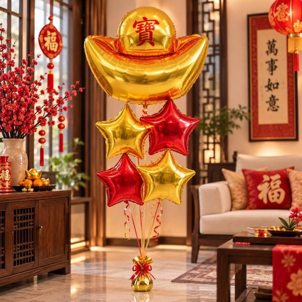 金元宝与璀璨星星气球花束 Singapore