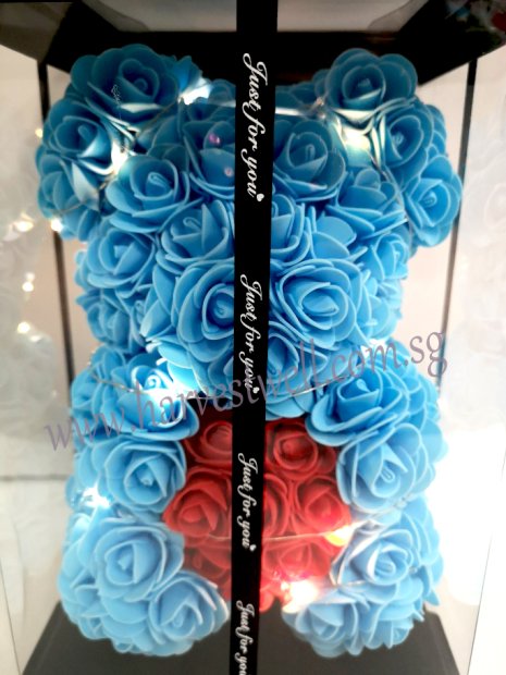 Hot Air Balloon Blue Rose Teddy Bear Singapore