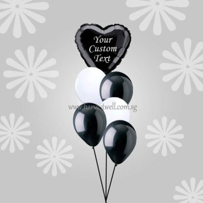 Customize Black Foil Balloon On Top Balloon Bouquet Singapore