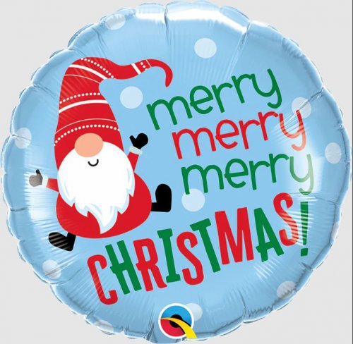 Merry Christmas Gnome Mylar Balloon