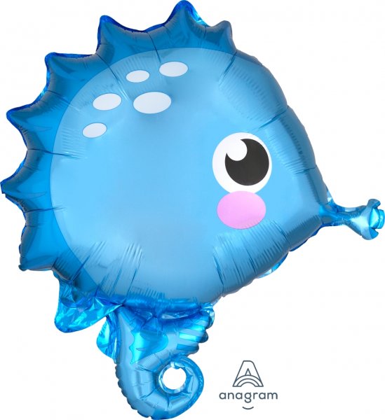 Blue Seahorse JR Shape Mylar Balloon