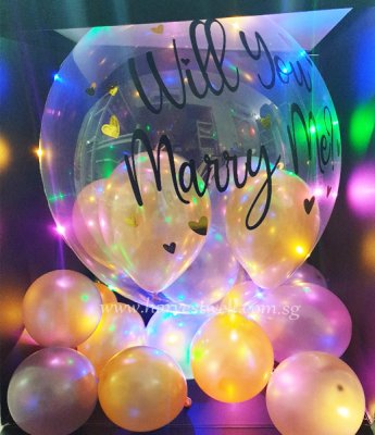 Customize Will You Marry Me Surprise Box with Bubble Balloon Singapore