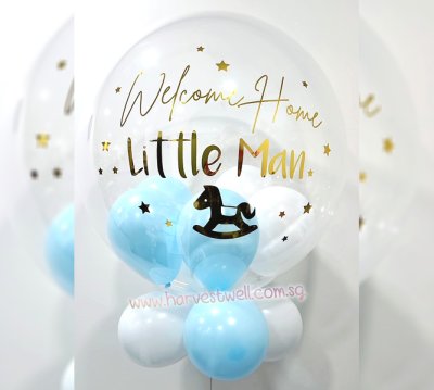 Customised Welcome Baby Rocking Horse Bubble Balloon Singapore