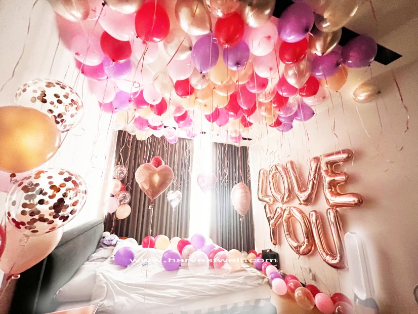 Infinite Rose Gold Love Bedroom Balloon Decoration Package Singapore