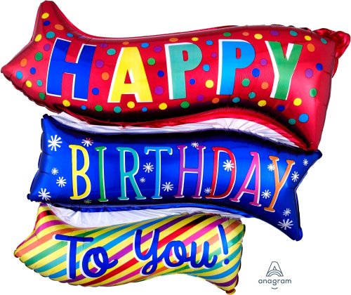 Happy Birthday Fun Flags Supershape Mylar Balloon