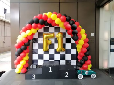 F1 Racing Themed Balloon Spiral Arch Singapore