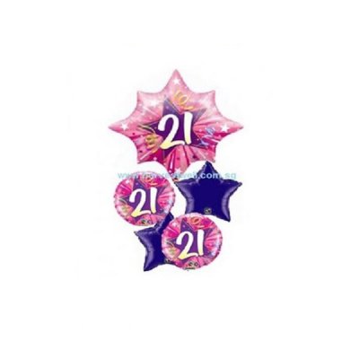 21st Birthday Bright Pink Shining Star Balloon Package Singapore
