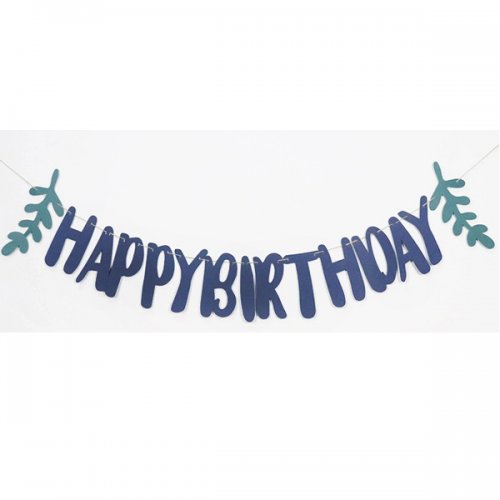 Greenery Blue Birthday Jointed Banner