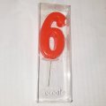 Red Number 6 Birthday Candle