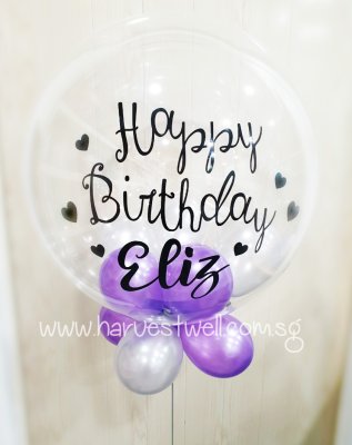 Customised Happy Birthday Hearts Bubble Balloon Singapore