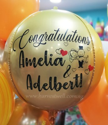 Congratulations Wedding Customize ORBZ Balloon Singapore
