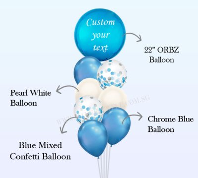 Personalised Blue Orbz Balloon Column Singapore