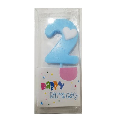 #2 Blue with White Heart Candle Singapore