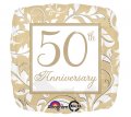 50th Anniversary Square Mylar Balloon