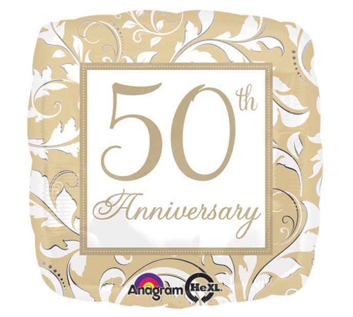 50th Anniversary Square Mylar Balloon Singapore