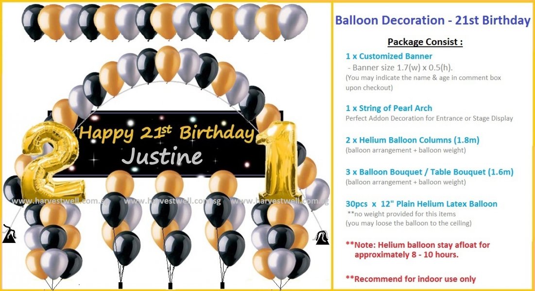 Balloon Decoration  21st  Birthday  Customized Theme Package  