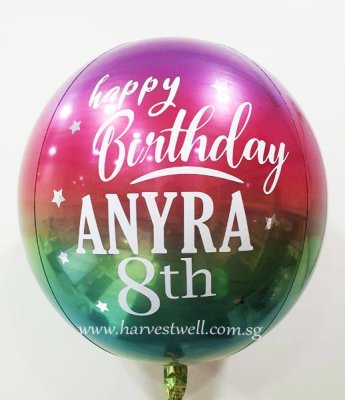 Customised Birthday Ombre Rainbow Orbz Balloon Singapore