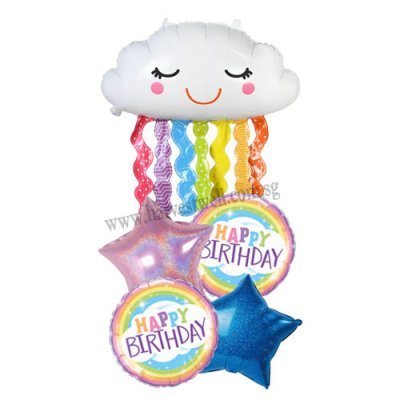Rainbow Cloud Dazzling Birthday Balloon Package Singapore