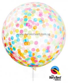 Rainbow Confetti Jumbo Helium Latex Balloon