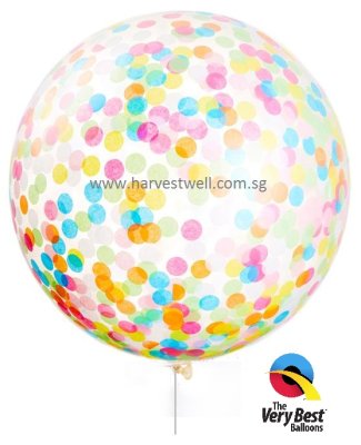 Rainbow Confetti Jumbo Helium Latex Balloon Singapore