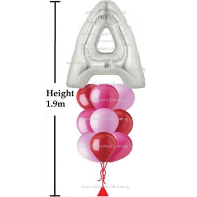 Silver Alphabet Megaloon Helium Balloon Column Singapore