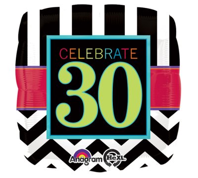 Celebrate 30 square shape Mylar Balloon Singapore