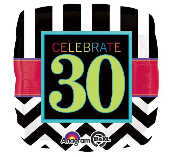 Celebrate 30 square shape Mylar Balloon Singapore