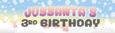Pastel Bubbly Cloud Birthday Customized Banner Singapore