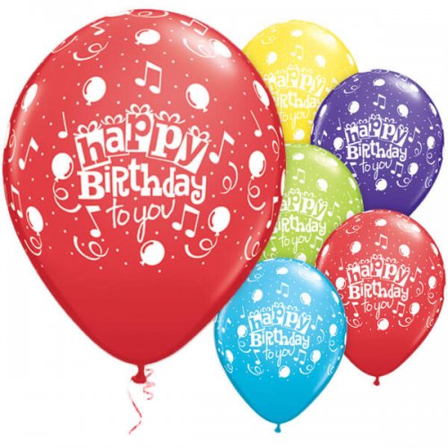 Music Note Happy Birthday Helium Latex Balloon
