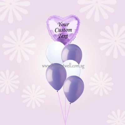Customize Lavender Foil Balloon On Top Balloon Bouquet Singapore