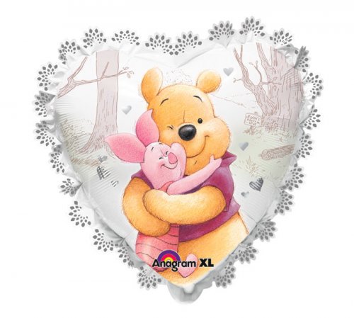 Pooh and Piglet Hug Heart Super Shape Balloon