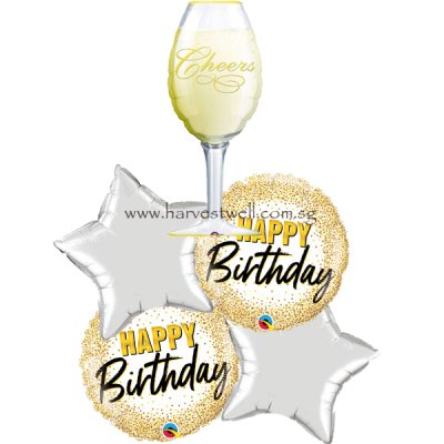 Cheers Champagne Birthday Balloon Package Singapore
