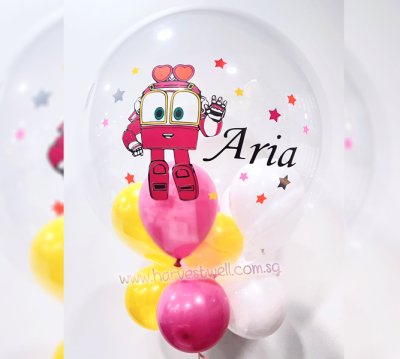 Personalised Robot Trains Selly Birthday Theme Bubble Balloon Singapore