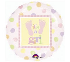 It's A Girl Footprint Spot Mylar Balloon