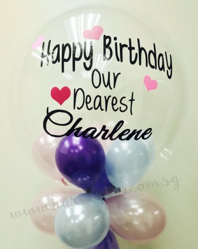 Customised Pink Heart Birthday Bubble Balloon