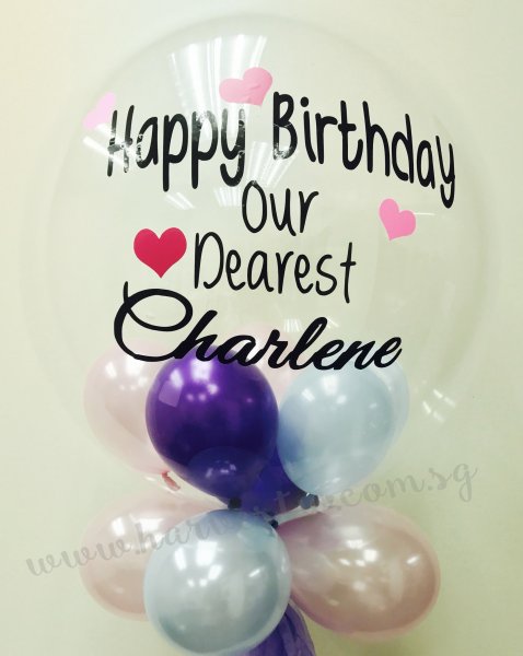 Customised Pink Heart Birthday Bubble Balloon Singapore
