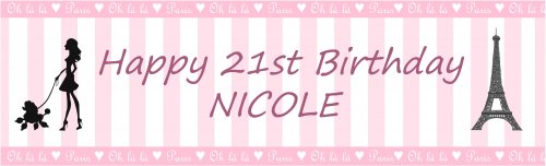 Happy Birthday Love Paris Customized Banner