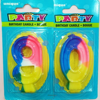PROMO Number 9 and 0 Rainbow Candle Set Singapore