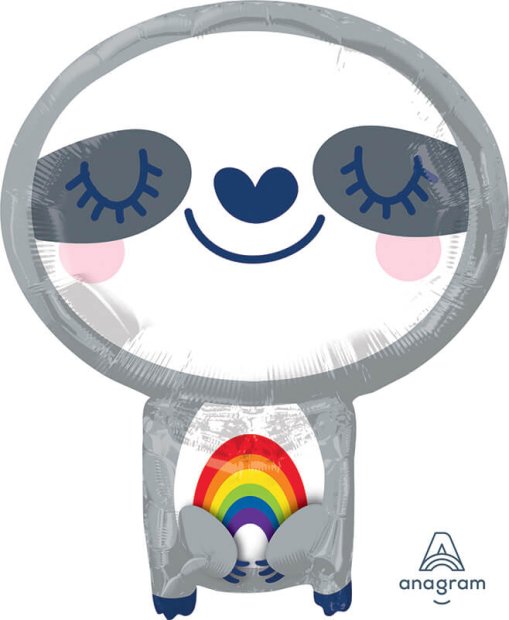 Jungle Animal Sloth with Rainbow JR Shape Mylar Balloon Singapore