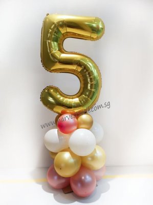 Gold Megaloon Number Balloon Column Singapore
