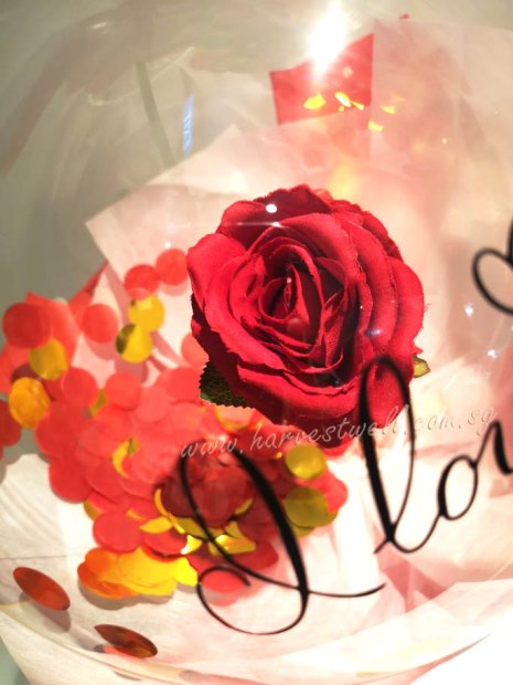 I Love You Personalized Red Rose Balloon Handheld Bouquet Singapore