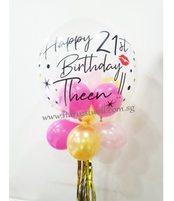 Customised Red Lips Birthday Bubble Balloon Singapore