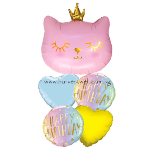 Cat Crown Birthday Balloon Bouquet