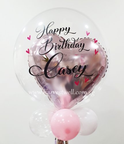 Birthday Heart Balloon In Customize Bubble Balloon