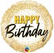 Happy Birthday Gold Glitter Dots Mylar Balloon