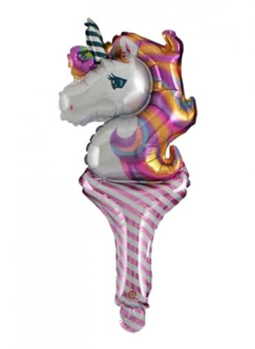 Pastel Unicorn Head Handheld Foil Balloon