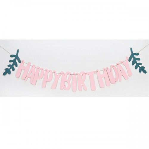 Greenery Pink Birthday Jointed Banner